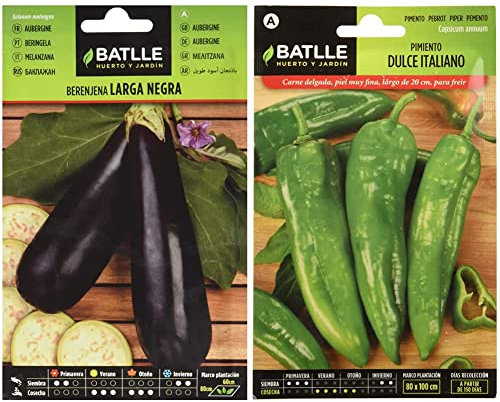 Berenjena LARGA NEGRA & Batlle Semillas Aromáticas, Pimiento Dulce Italiano