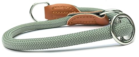 Leisegrün Hundehalsband Paracord verstellbar | Halsband für Hunde aus Nylon | Modell Devon | Grün | Größe: L