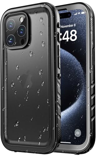 SPORTLINK für iPhone 15 Pro Hülle Wasserdicht - 360 Grad Outdoor Schutzhülle kameraschutz Displayschutz [IP68 Waterproof] [6FT Stoßfeste Hard Case] Panzerhülle Komplettschutz Schwarz 6,1