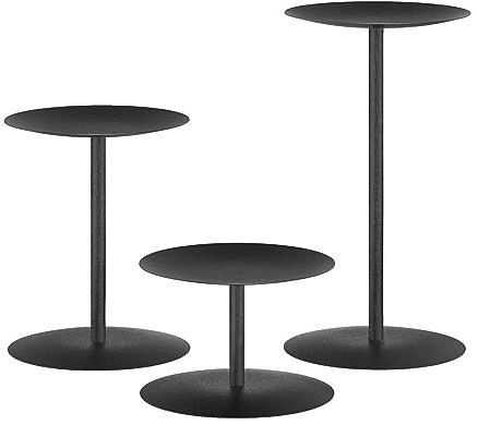 Rianpesn Portacandele Colonna Nera,Portacandele Conico Nero in Ferro battuto | Piedistallo Decorativo per Candele Supporto per Decorazioni per la Stanza per Tavolo da Pranzo Centrotavola Bar
