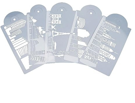 Landmark Building Cake Stencils, 5Pcs/Set Cake Template Fondant Cake Decorating Dessert Stencil Mould Decor Stencil Bakery Tools