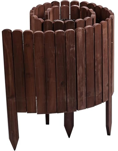 Gartenwelt Riegelsberger Rullbräda brun, längd 203 cm, stakethöjd 40 cm, trästaket, klippkant, gräskant, gran