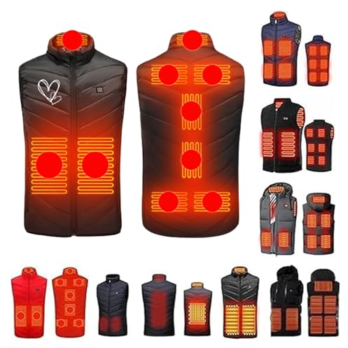 Beheizte Weste Damen Herren Warm Heizweste Winter Ärmellos Beheizbare Jacke Elektrisch Wärmeweste mit 3 Stufen Temperatur Heheizte Winterjacke für Outdoor Reiten Skifahren Camping