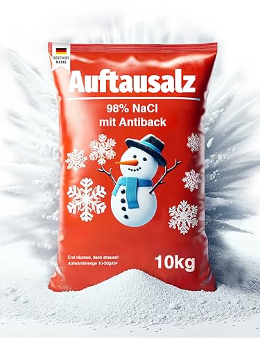 Auftausalz oder Streusalz 10kg ist der perfekte Schnee Salzstreuer - Schützen Sie Ihre Liebsten! Unser Winterstreumittel sichert Ihre Wege im Winter | Streugut aus 98% Nacl | Natureflix (10 kg)