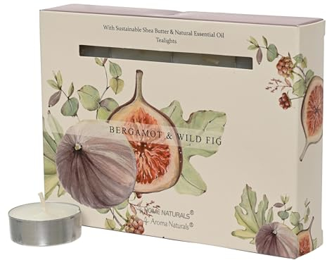 Decoris Lot de 12 bougies chauffe-plat parfumées 38 mm – Bougies en cire au parfum figue de bergamote – Bougies de table – Bougies chauffe-plat pour mariage, Pâques, quotidien – Blanc crème