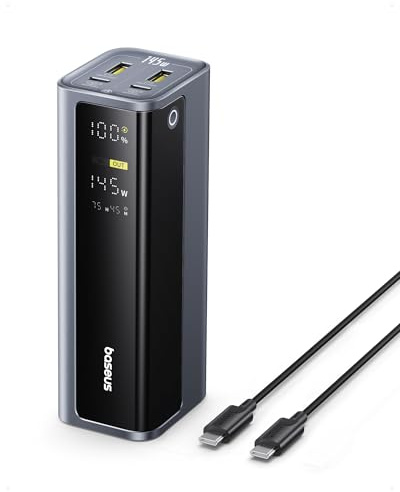 Baseus EnerGeek Powerbank 145W 20800mAh, Batteria Portatile con 2X USB-C PD 3.0 100W Max Ricarica Rapida, Display Digitale, Compatible with MacBook Pro, Dell, HP, SteamDeck, iPhone 16/15/14, Samsung