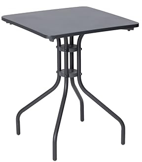 aro Mesa de Bistro Cuadrada, Acero, 60 x 60 cm, Mesa de Exterior Apta para 2 Personas, Gris Oscuro