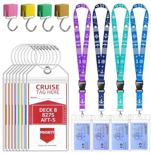 Etiquetas de Equipaje XXL para Cruceros, Luggage Tag (19 * 11cm*16) | funda impermeable para tarjetas & lanyard con ganchos magnéticos – Set de viaje para AIDA, TUI, MEIN SCHIFF & MSC