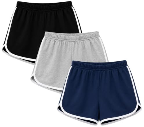 Bahob® 3 Pack Women's Shorts Soft Cotton Ladies Summer Shorts Athletic Cycling Running Sports Shorts S-XXL (WSTS-129-A, XXL)