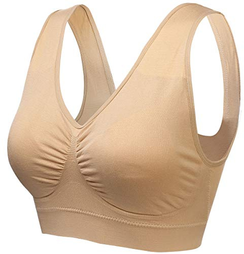 wealsex Set med 1/2/3 bygel-bh, bomull, push up, sömlös behå, extra stor, 3XL 4XL 5XL 6XL, Beige färg, 3XL