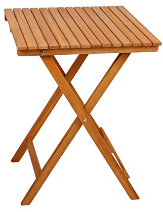 Spetebo Balkontisch aus Akazien Holz - 72x55x55 cm - Holz Biergarten Bistrotisch Klapptisch Garten Tisch