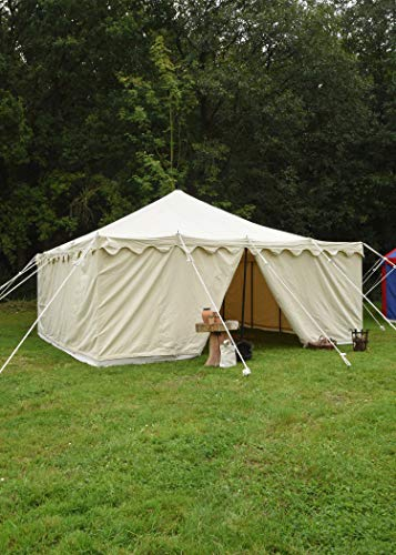 Battle-Merchant - Ritterzelt Herold, 5 x 5 m, 425 GMS, naturfarben - Mittelalter, LARP, Reenactment Zelt