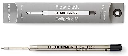 LEUCHTTURM1917 - Kugelschreiberminen im Parker-Stil für Drehgriffel Nr. 1 – dokumentenecht ISO 15727-2 (2er-Pack, mittlere Spitze, schwarz)