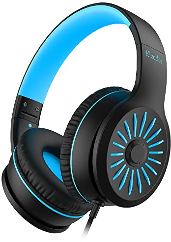 ELECDER i45 Headphones Wired, On-Ear Kids Headphones with 1.5M No-Tangle Cord, Foldable Portable Stereo 3.5mm Headset for School Kids Teens, Smartphones Tablet Computer Laptop, Airplane Travel, Black