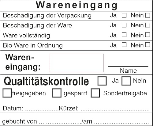 Tampon d'entreprise Contrôle d'entrée de marchandises avec trodat Professional 5208 – Personnalisé (67 x 46 mm) dans différentes finitions, bureau, tampon de réservation, tampon de conversion