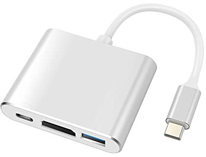 FIOUSY USB C to HDMI Adapter, USB 3.0 Type C to HDMI 4K Multiport AV Converter with USB 3.0 Port Mac HDMI Adapter for MacBook Pro/ S8+/S9+/Projector/Monitor (Silver)