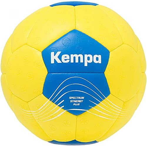 Kempa Spectrum Synergy Plus Handball Spiel- und Trainingsball mit einzigartiger 30-Panel-Konstruktion - für jede Altersklasse geeignet - Farbe: sweden gelb/sweden blau