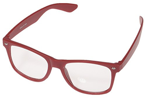 Miobo Gafas de sol, gafas de sol, gafas de sol, gafas de sol, gafas de sol o vidrio transparente, estilo retro años 1980, negro, Cristal transparente Burdeos, Talla única