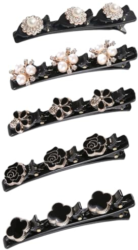 NTRUXZP 5 Stück Haarspange mit 3 Clips - Geflochtenen Doppelschicht Entenschnabel für Damen, Frauen und Mädchen