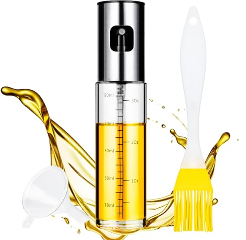 Hstcwin Ölsprüher für Speiseöl, Öl Sprühflasche Glas, 100ml Ölspray zum Kochen, Olivenölsprüher für Salat, Grillen, Backen in der Küche, aus Legierter