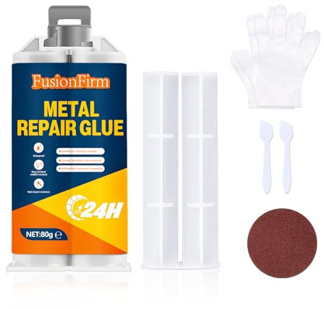 FusionFirm Metallreparaturkleber, 80g Flüssigmetall Hitzebeständig, Zweikomponentenkleber Metall auf Metall, Kunststoffe, Edelstahl, DIY-Kunsthandwerk, Aluminiumlegierung, Metallrohr (80g)