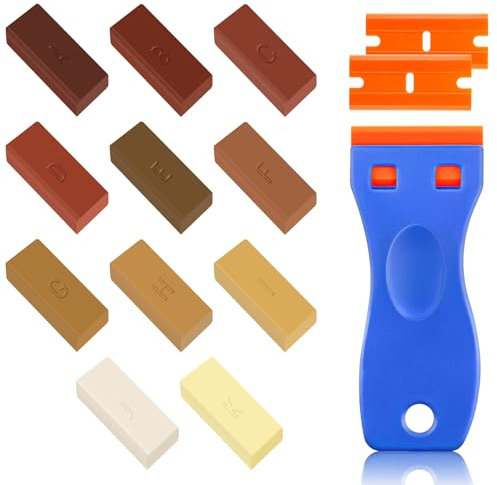 HGRGHH Kit Reparation Parquet, 11 Couleurs de Cire Dure avec Raclette, Mastic à Bois, Kit Reparation Bois pour Rayures Sur Plancher en Bois Dur, Fissures, Trous, Stratifié, Table, Porte