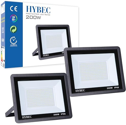 CLAR - Proiettore LED esterno 200 W, illuminazione esterna, 200 W (pacchetto 2)
