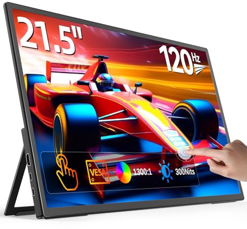 EVICIV Portable Monitor Touchscreen 21,5 Zoll 120Hz GroBer Tragbarer Bildschirm FHD 1080P 100% sRGB 2000:1 IPS Gaming Display USB C HDMI mit VESA & Ständer 90°für Laptop PC Handy PS-4/5 Xbo