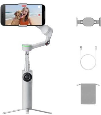 Insta360 Flow 2 Pro Gris - Gimbal con IA para teléfono, Seguimiento en más de 200 apps con Apple DockKit, multipersona y panorámico de 360º, con trípode/Selfie Stick, estabilizador iPhone/Android