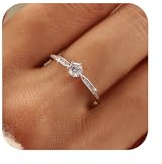SUYACS 1ct Diamond Cut Cubic Zirconia Engagement Rings for Women 925 Sterling Silver Gold Round Cut Moissanite Promise Ring Classic Eternity Brides Wedding Rings Jewelry Gifts for Her Wife (Silver, 6)