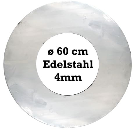 SOUK ONE Placa para hoguera Plancha de acero inoxidable de 4 mm, apta para barril de fuego de 60 cm (entrega sin brasero)