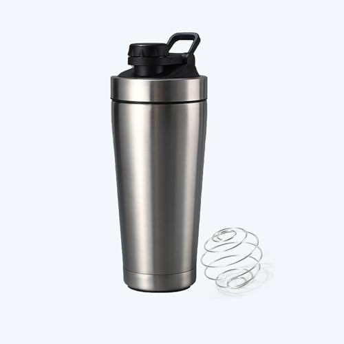 HUSHAX Coctelera De Proteínas De Acero Inoxidable, Copa Deportiva De Aislamiento Térmico, Protein Shaker Con Bola Mezcladora, Para Deporte, Fitness, Bpa Libre, Con Mango, 800ml