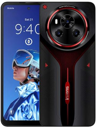 invens ULTRA 13P Mobile Phones, Android 15 Smartphone, 16GB+128GB/1TB, 64MP+16MP Camera,6.8 Display&5000mAh,9.2mm Ultra-Slim,4G Dual Sim Unlocked Mobile Phone/Fingerprint/Face ID/GPS/BT5.0 Red