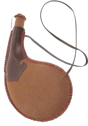 NUOBESTY Bolsa de Agua Tradicional de Cuero Natural Bota Portátil para Vino y Líquidos Resistente al Desgaste con Tapa Hermética Ligera y Compacta para Viajes y Actividades al Aire