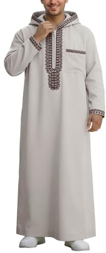 RUMAOZIA Vêtements islamiques pour homme caftan traditionnel Thobe Abaya Djellaba Vêtements de prière pour homme Robe musulmane à manches longues Robe arabe Robe musulmane ethnique Robe maxi Ramadan