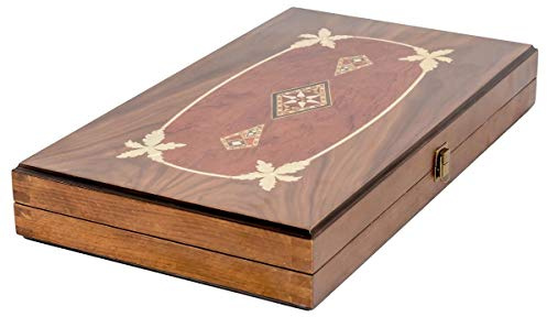 Backgammon Set Mosaic Design- Foldable Walnut Board - Classic Board Game - Size 20,5