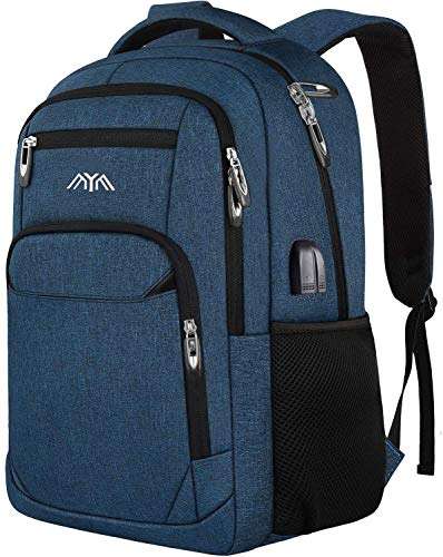 YAMTION Mochila para Ordenador Portátil, Mochila Escolar con Puerto de Carga USB, Bolsa de viaje de negocios, Mochila para portátil de 15,6 pulgadas