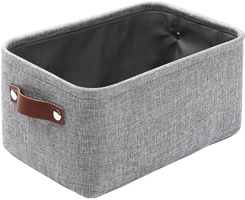 Mangata Small Sizes Storage Baskets, Grey Canvas Fabric Storage Box for Underwear, Sock, Towel, (Small, without Drawstring)