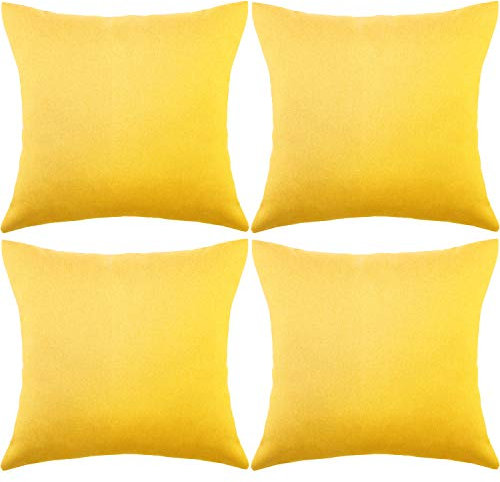 Boao Confezione da 4 federe decorative impermeabili per esterni, quadrate, per patio, balcone, giardino, rivestimento in PU, per divano, letto, patio, divano, tenda, 45 x 45 cm (giallo brillante)