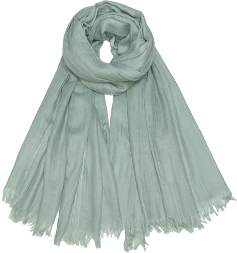 Gragengs Bufandas de verano para mujer, ligeras, grandes, largas, chales de gasa de lino, para playa, lisas, 75 x 43 pulgadas, Verde menta, Large