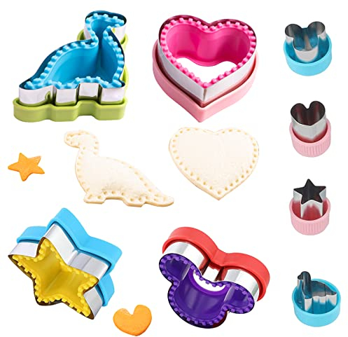 Dravency 8 taglierine per sandwich e sigillante, per sandwich, hamburger, torte, con taglierine per frutta e verdura per bambini e scatola per il pranzo