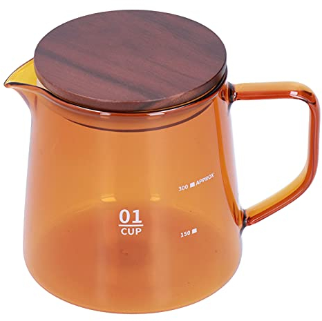 Pot de service à café en verre, pot de carafe à café en verre avec couvercle et bec verseur petite tasse de lait à café 300 ml théière en verre pour carafe à thé froid 11,9 oz(brun)