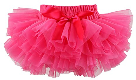HOOLCHEAN Falda de tutú esponjosa súper Suave para bebés y niñas con Cubierta de pañales Bloomer, Rosado, 1-2 Años