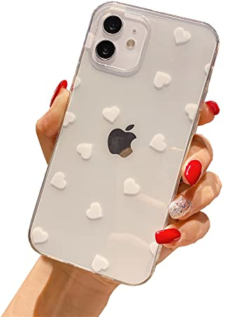 Einaily Hülle für iPhone 13 Case Crystal Clear Handyhülle Mode Chic Muster Ultra Dünn TPU Silikon Herz Bumper Stoßfest Kratzfest Schutzhülle für iPhone 13 Slim Case Cover