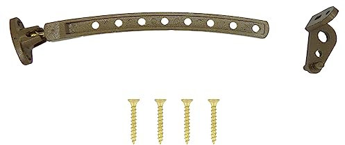 FERROELETTRA Regolatore e limitatore apertura finestra, persiane, porte e finestre - Ferma Persiane e Ferma finestra aperta interno regolabile - in Zama Verniciata (1, Marrone)