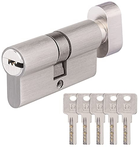 TAKUZA Schließzylinder mit Knauf, 30/30 mit 5 Messing-Schlüsseln, Schließzylinder aus Messing, Profil-Knaufzylinder, Wendeschlüssel, Zylinderschloss,Türschloss Ersatzzubehör,Sicherheitsschloss Haustür