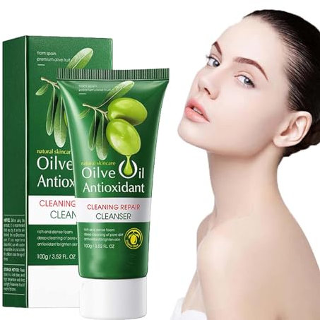 Naturel Crème Nettoyante Hydratante Visage,Nettoyant pour le Visage,Extrait D'huile D'olive,Nettoie,Clarifie,Affine le Grain de Peau & Ravive le Teint,Cadeau de la Fête des Mères (1PCS)