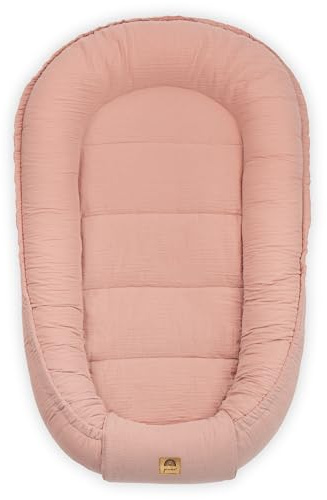 PIMKO Nido de bebé nido para bebé, capullo para bebés y recién nacidos, 60 x 90 cm, 100% algodón muselina, color rosa