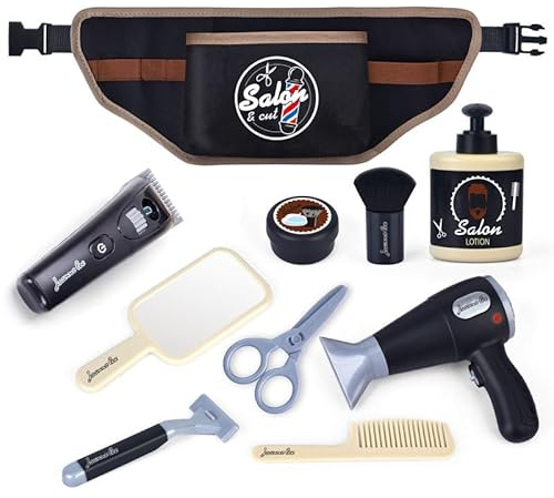Hojalis Hairdresser Role Play for Kids, 10 Pcs Kids Hairdressing Set, Haircut Barber Set Toy, Kid Barber Shop Toys, Beauty Salon Playset, Role Play Toys Pretend Play Toy for Boys Girls
