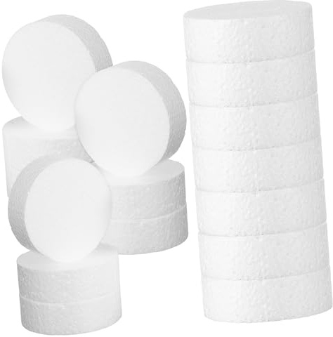 Beatifufu 24Pcs Round Foam Discs Foam Cylinders for Cake Decorating Craft Foam Shapes for Projects and Foam Cake Disks